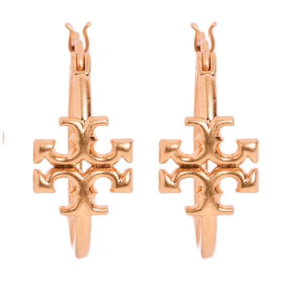 TORY BURCH • Rose Gold Small Eleanor Hoop Earrings - Picture 3 of 4